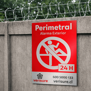 Aviso en base aluminio, Disuasiva Verisure Perimetro