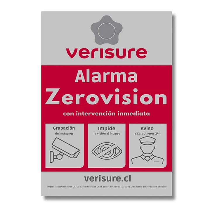 Aviso en base aluminio, Disuasiva Verisure Zerovision 1