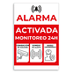 Aviso en base aluminio, Disuasiva Alarma Activada fondo blanco - Miniatura 1