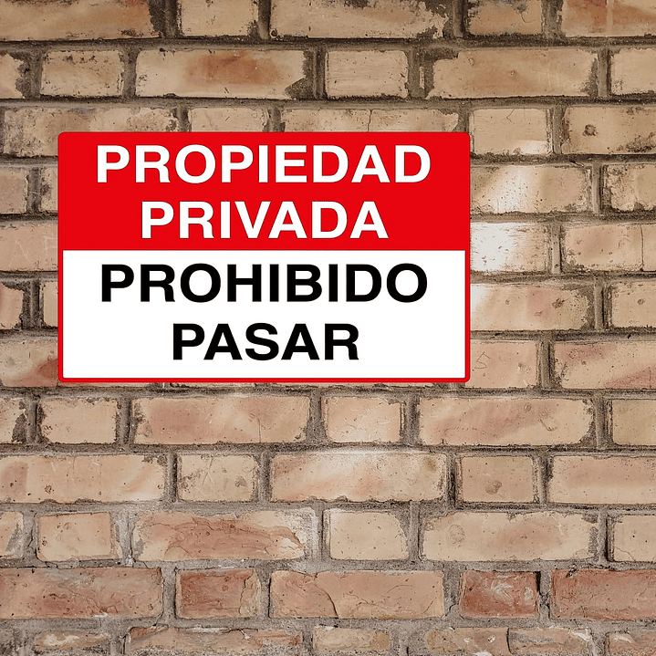 Aviso Prohibido Pasar sobre base metalica 20x30 cms- COPIAR 2