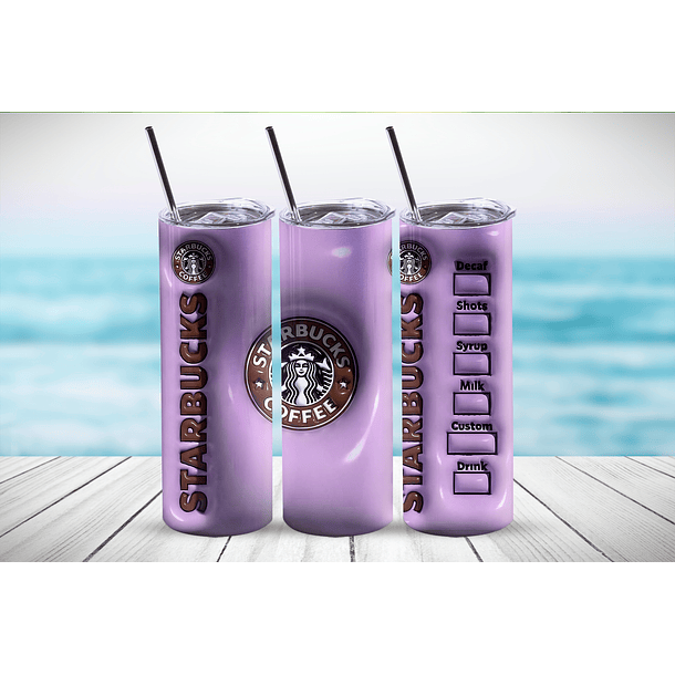 Vaso térmico 20 oz con diseño Coffee 3D - Morado