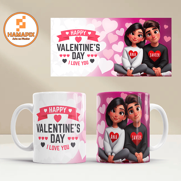 Tazón San Valentín Estilo Pixar #2