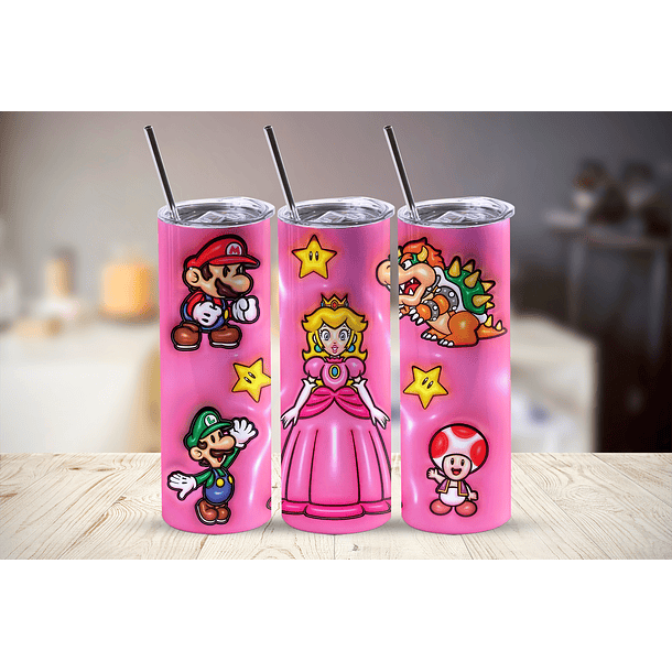 Vaso térmico 20 oz con diseño Super Mario Bros. 3D #1 1