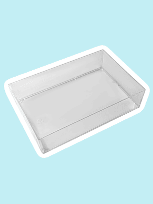 Bandeja acrílica para arena o forrajeo