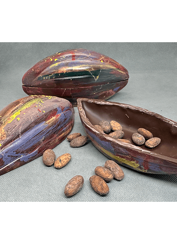 Vaina Fruto de Cacao Pintado con semillas Tostadas