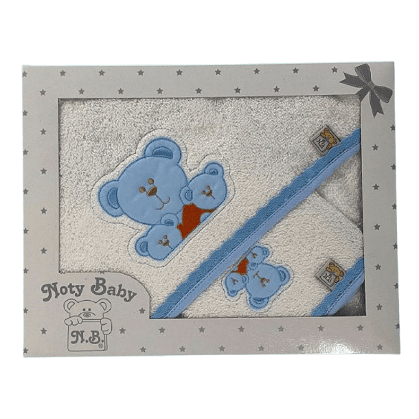 Conjuntso de toalha com capuz e luva de banho para bebé