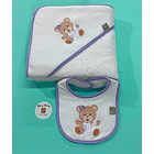 conjunto de toalha com capuz e luva de banho para bebé 2
