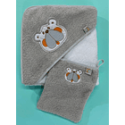 Conjunto de toalha com capuz e luva de banho para bebé 2