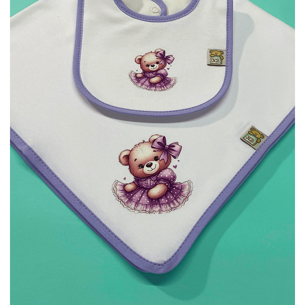 Conjunto de fralda e babete para bebé  100% algodão 2