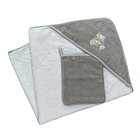 Conjunto de toalha com capuz bordado e luva de banho para bebé 1