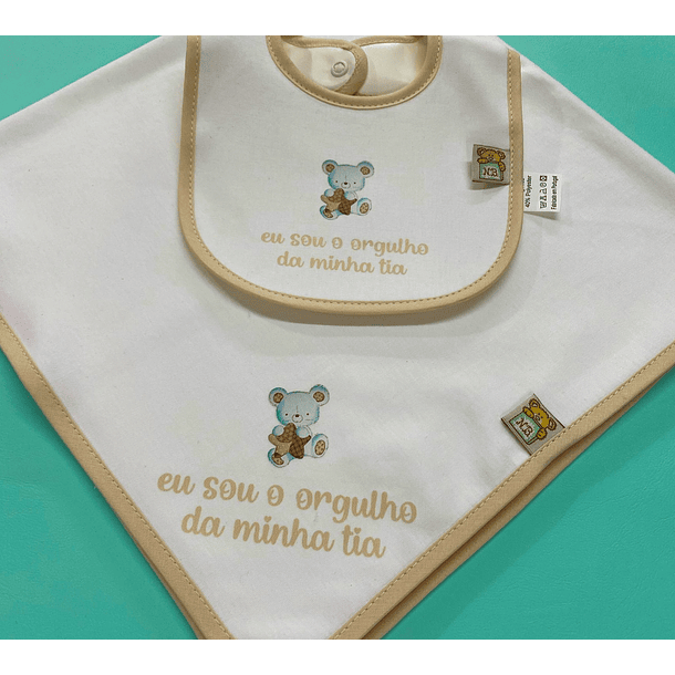 Conjuntos de fralda + babete com dizeres  6