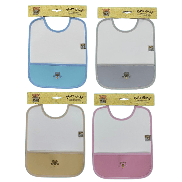 Babete em Napa P:V:C impermeável com bolso Bordado