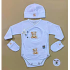 Conjunto de Body+ Gorro  +Babete + Luvas   100% algodão  4