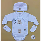 Conjunto de Body+ Gorro  +Babete + Luvas   100% algodão  2