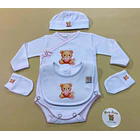 Conjunto de Body+ Gorro  +Babete + Luvas   100% algodão  2