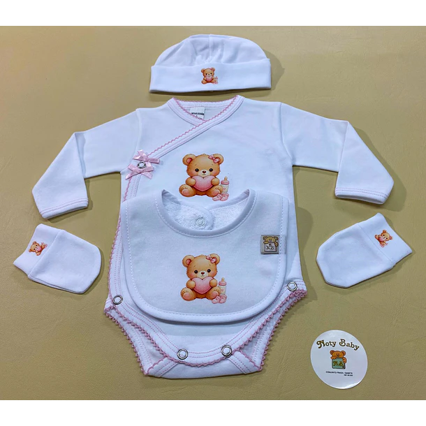 Conjunto de Body+ Gorro  +Babete + Luvas   100% algodão  2