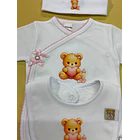 Conjunto de Body+ Gorro  +Babete + Luvas   100% algodão  3