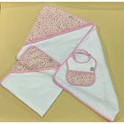 Conjunto de toalha de banho  +  fralda  + Babete para bebé  2