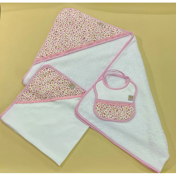 Conjunto de toalha de banho  +  fralda  + Babete para bebé  2