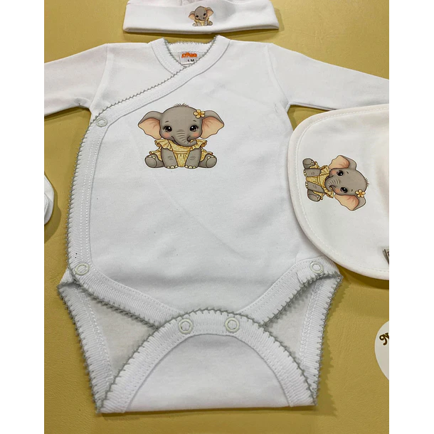 Conjunto de Body+   Gorro    luvas 100% algodão 3