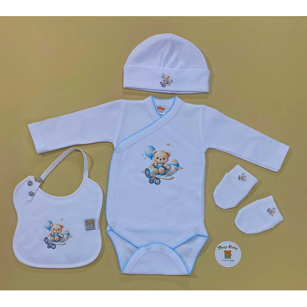 Conjunto de Body + Gorro+babete+Luvas  100% algodão 2