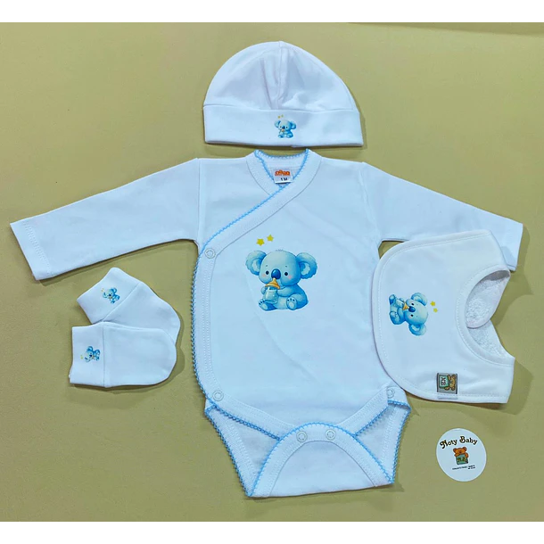 Conjunto com Body+Gorro +Luvas +babete 100% algodão 2