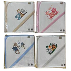 Toalhas com capuz estampado para bebé 100% algodão 1