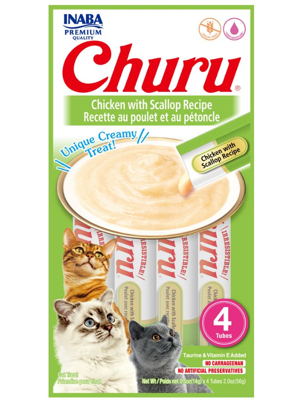 CHURU GATO SABOR POLLO Y OSTIONES 4 TUBOS  1
