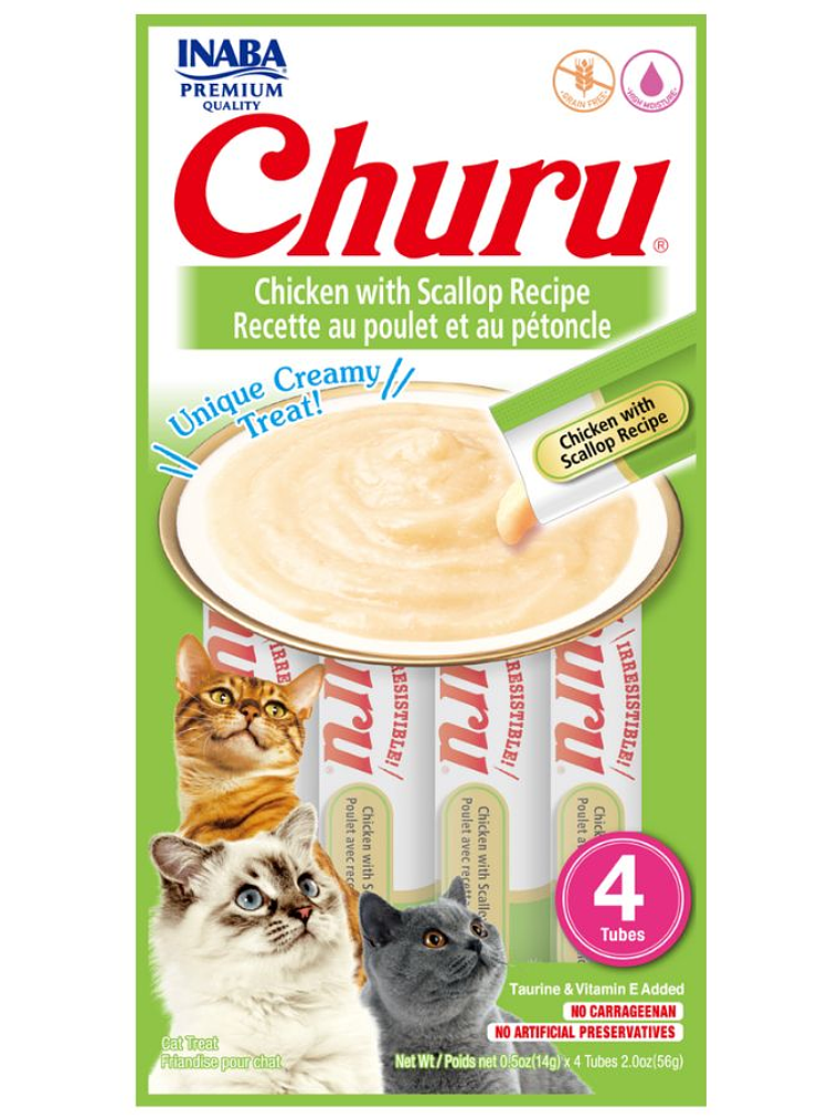 CHURU GATO SABOR POLLO Y OSTIONES 4 TUBOS  1