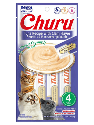 CHURU GATO SABOR ATÚN Y ALMEJA 4 TUBOS 