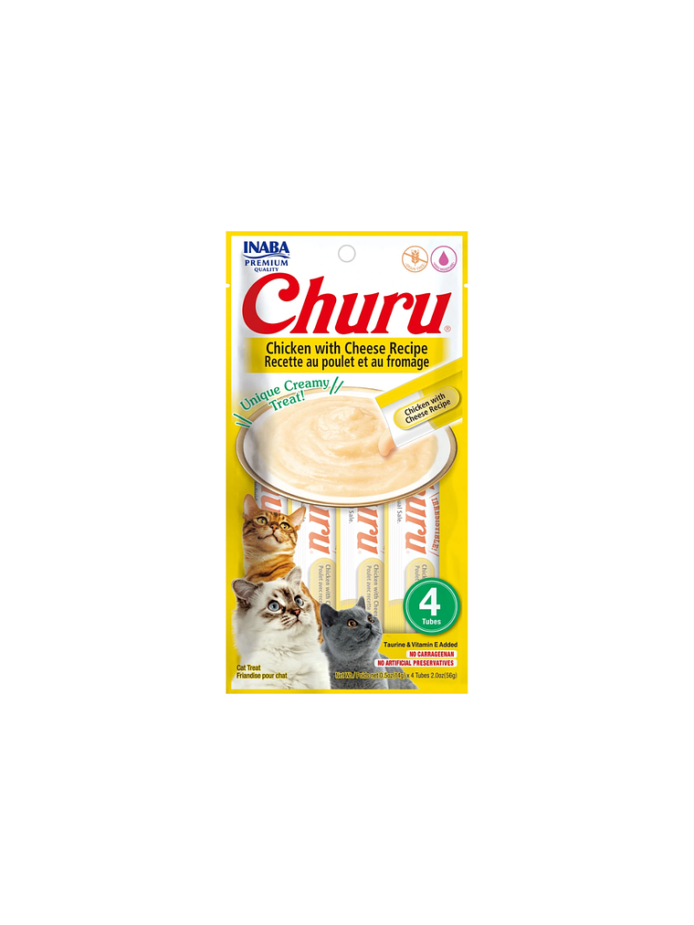 CHURU GATO SABOR POLLO Y QUESO 4 TUBOS  1