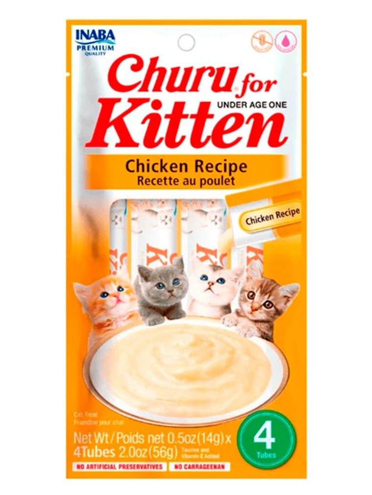 CHURU GATO KITTEN SABOR POLLO 4 TUBOS  1