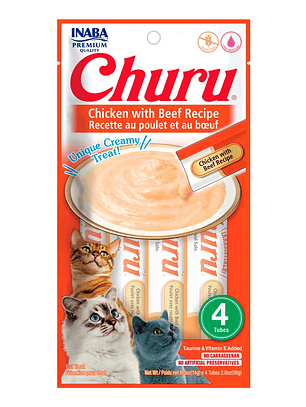 CHURU GATO SABOR POLLO Y CARNE 4 TUBOS 