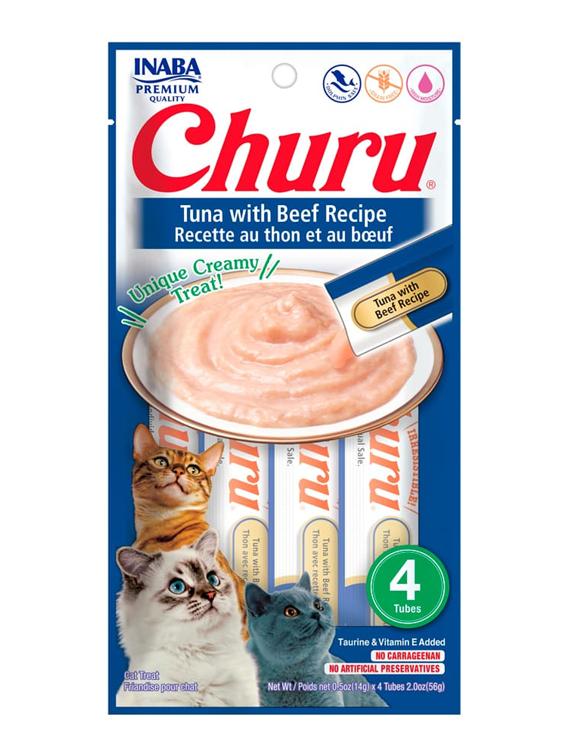 CHURU GATO SABOR ATÚN Y CARNE 4 TUBOS  1