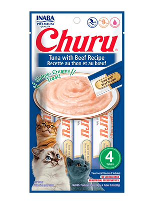 CHURU GATO SABOR ATÚN Y CARNE 4 TUBOS 
