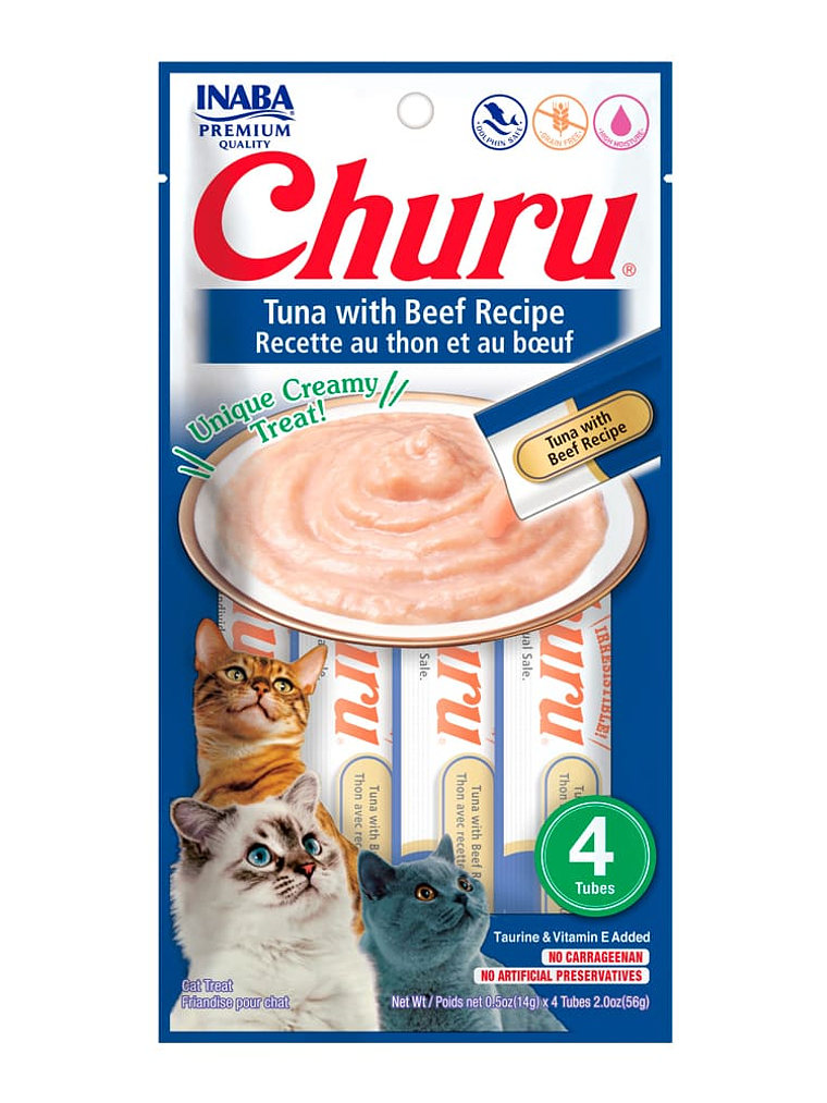 CHURU GATO SABOR ATÚN Y CARNE 4 TUBOS  1