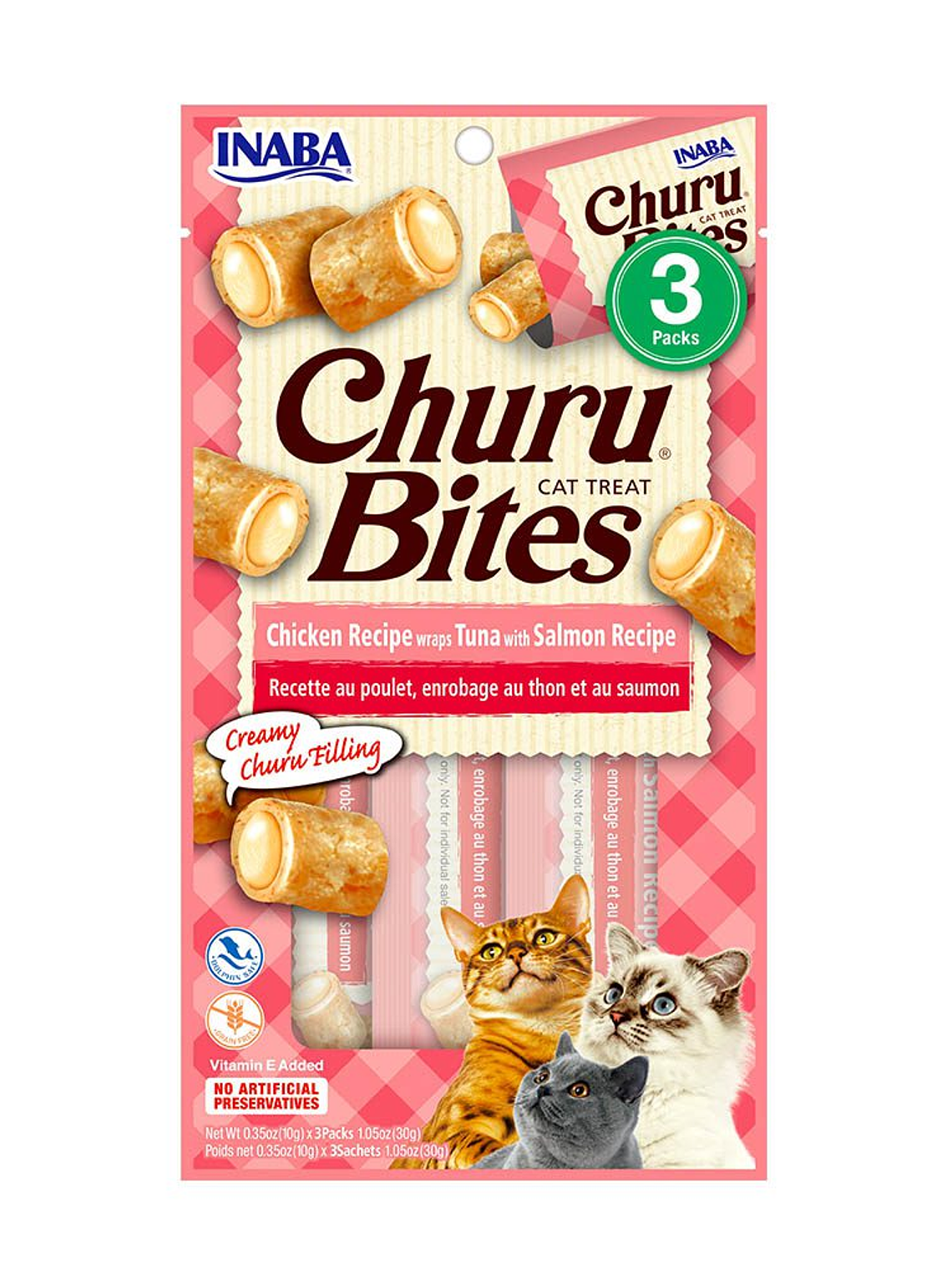 CHURU BITES WRAPS SABOR POLLO, ATUN Y SALMON 10 G x 3 UNID  1