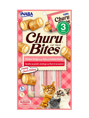 CHURU BITES WRAPS SABOR POLLO, ATUN Y SALMON 10 G x 3 UNID 