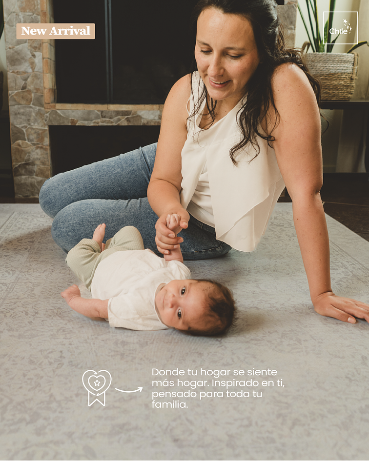 Alfombra para bebe antigolpe, Playmat Velvet Bloom, 140 x 210 cm