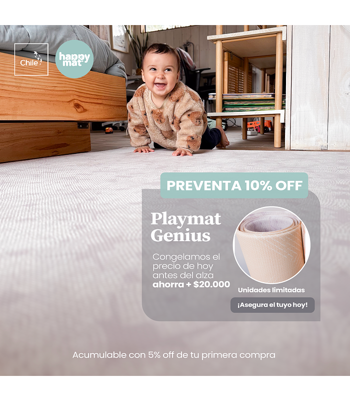 Happymat Playmat - alfombra de bebé y familiar antigolpe con efecto memory foam, decorativa, segura, linda y lavable
