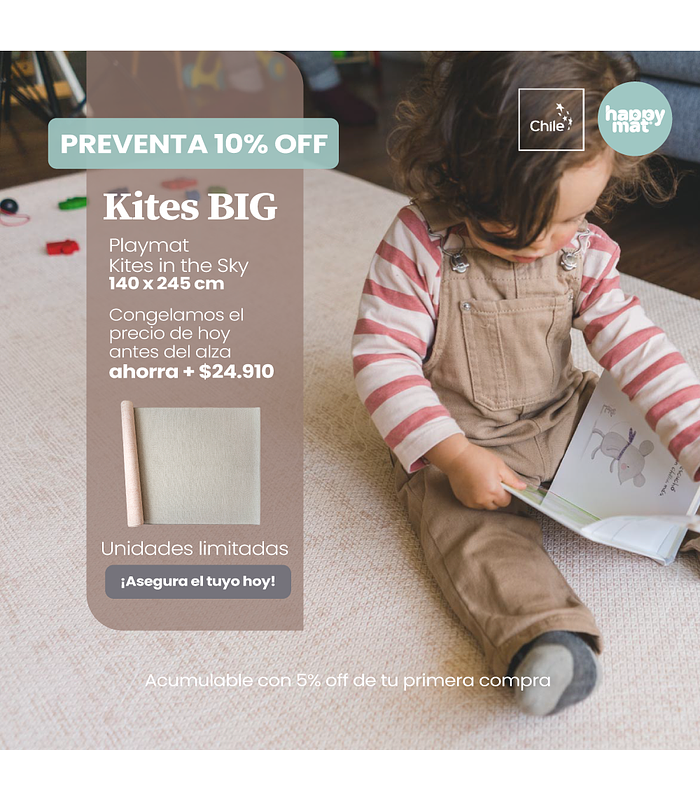 Happymat Playmat - alfombra de bebé y familiar antigolpe con efecto memory foam, decorativa, segura, linda y lavable