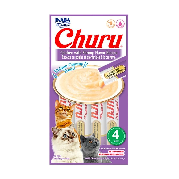 Churu Gato Pollo Con Camaron 4 Tubos 1