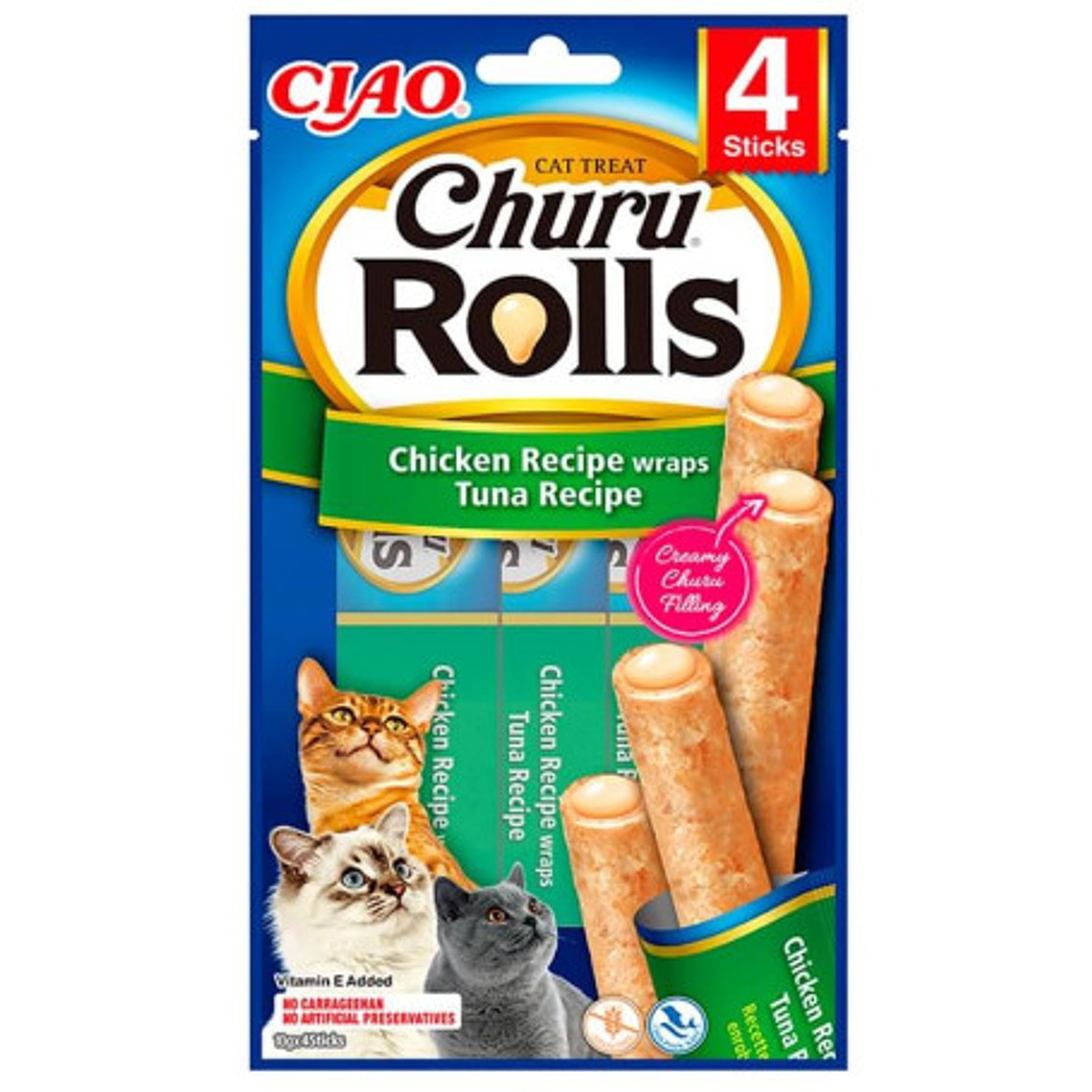Churu Rolls Gato Pollo Con Atun 4 Tubos 1
