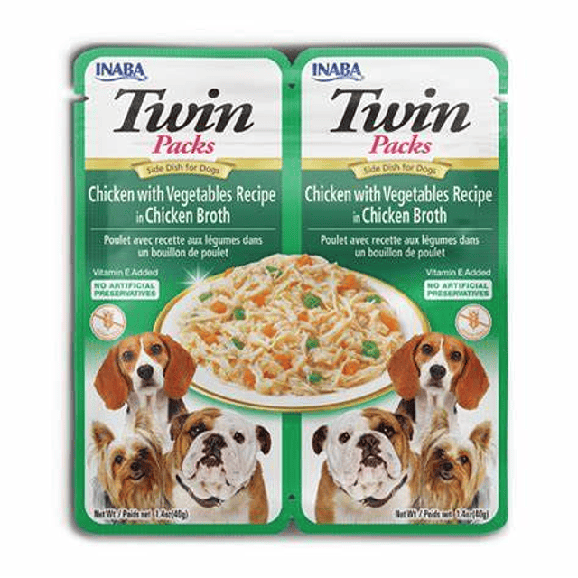 Twins Pack Pollo con Vegetales y Vacuno para Perros 80g