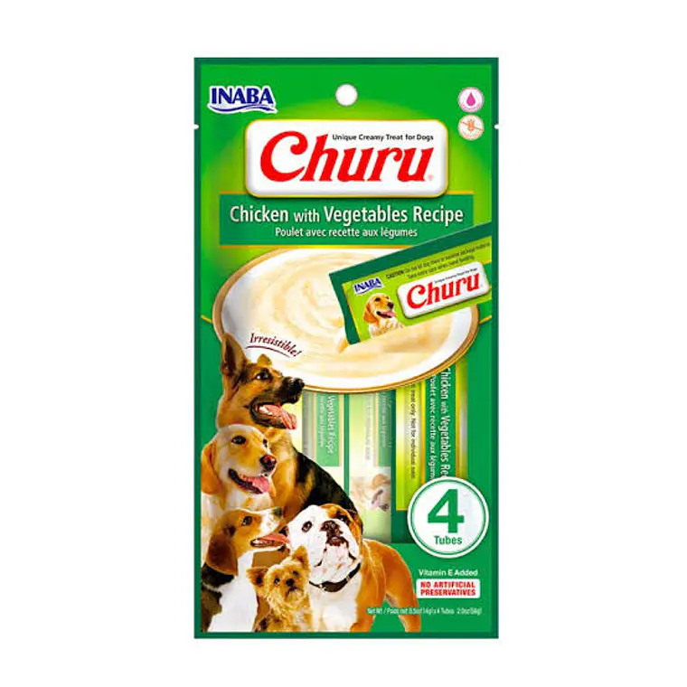Churu Perro Pollo Con Vegetales 4 Tubos 1