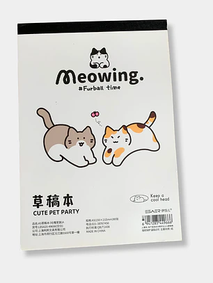 BLOCK DE DIBUJO GATOS HOJAS BLANCAS 