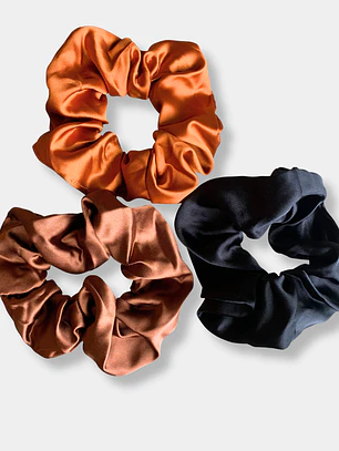 TRIO SCRUNCHIES SATINADOS OSCUROS