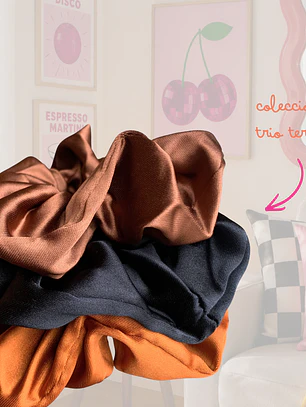 TRIO SCRUNCHIES SATINADOS OSCUROS