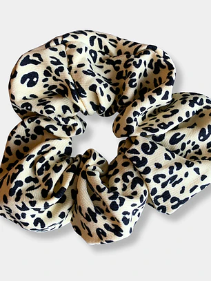 SCRUNCHIE BEIGE LEOPARDO NEGRO 