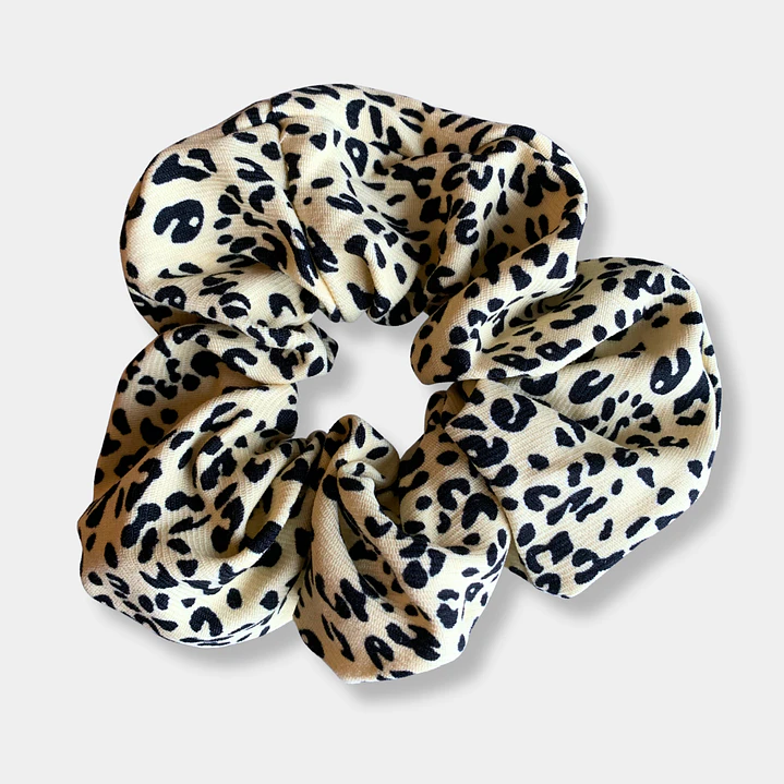 SCRUNCHIE BEIGE LEOPARDO NEGRO  1
